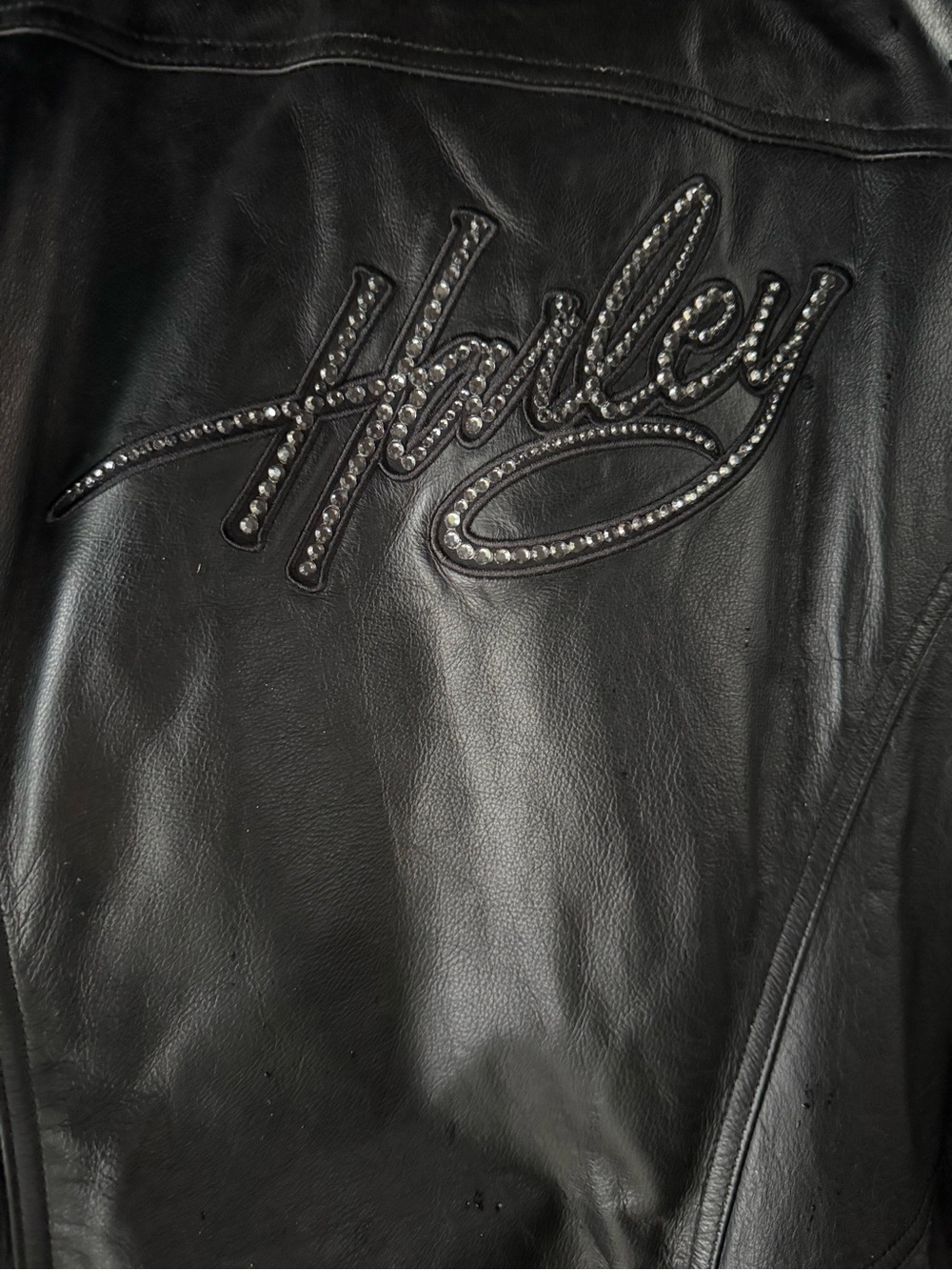 Harley-Davidson Black Leather Jacket with Rhinestone Script - Picture 7 of 7